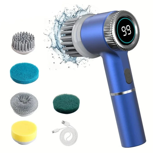 HOMEFISH Electric Spin Scrubber With 5 Replaceable Brush Head